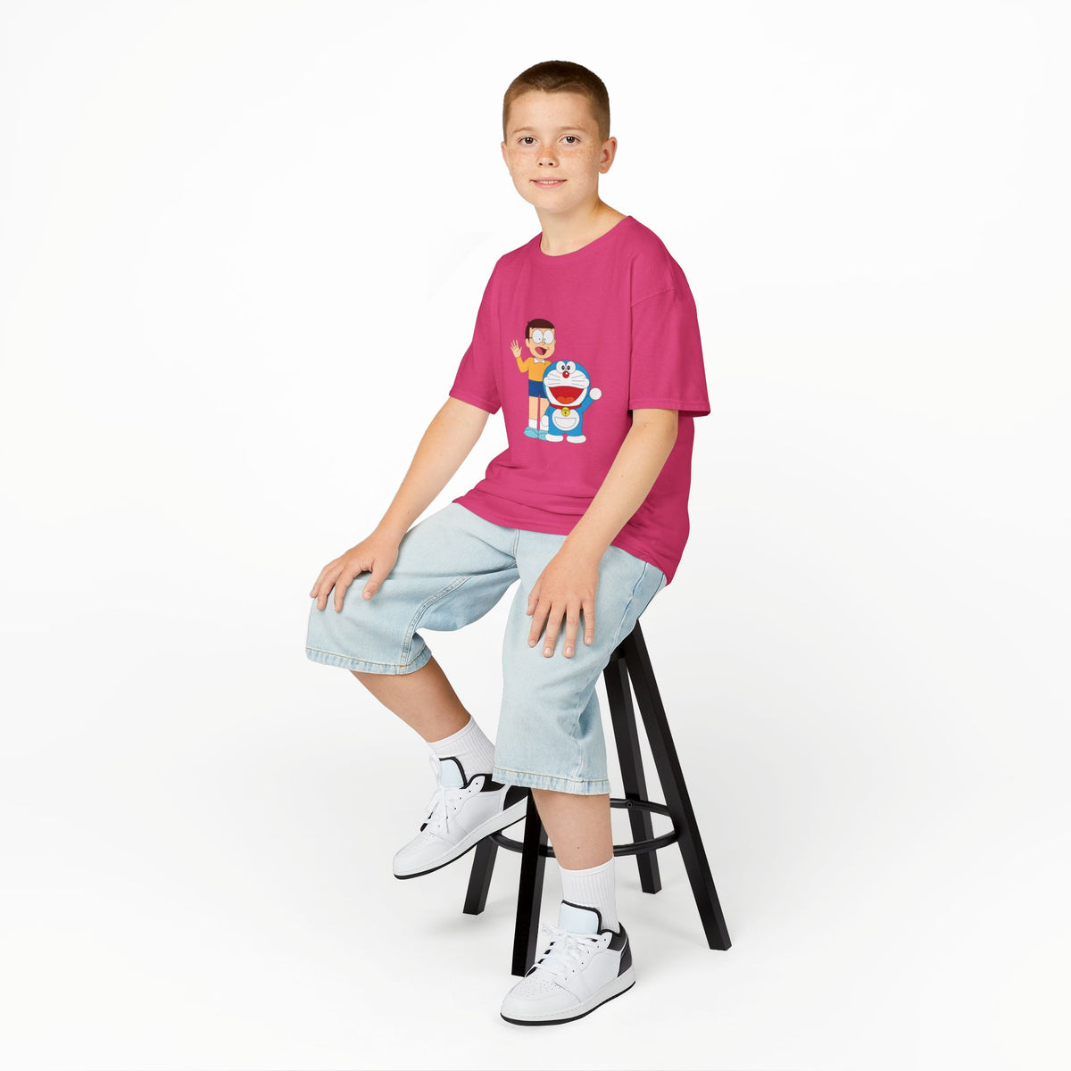 Kids Heavy Cotton Teal T-Shirt with a Graphic Design