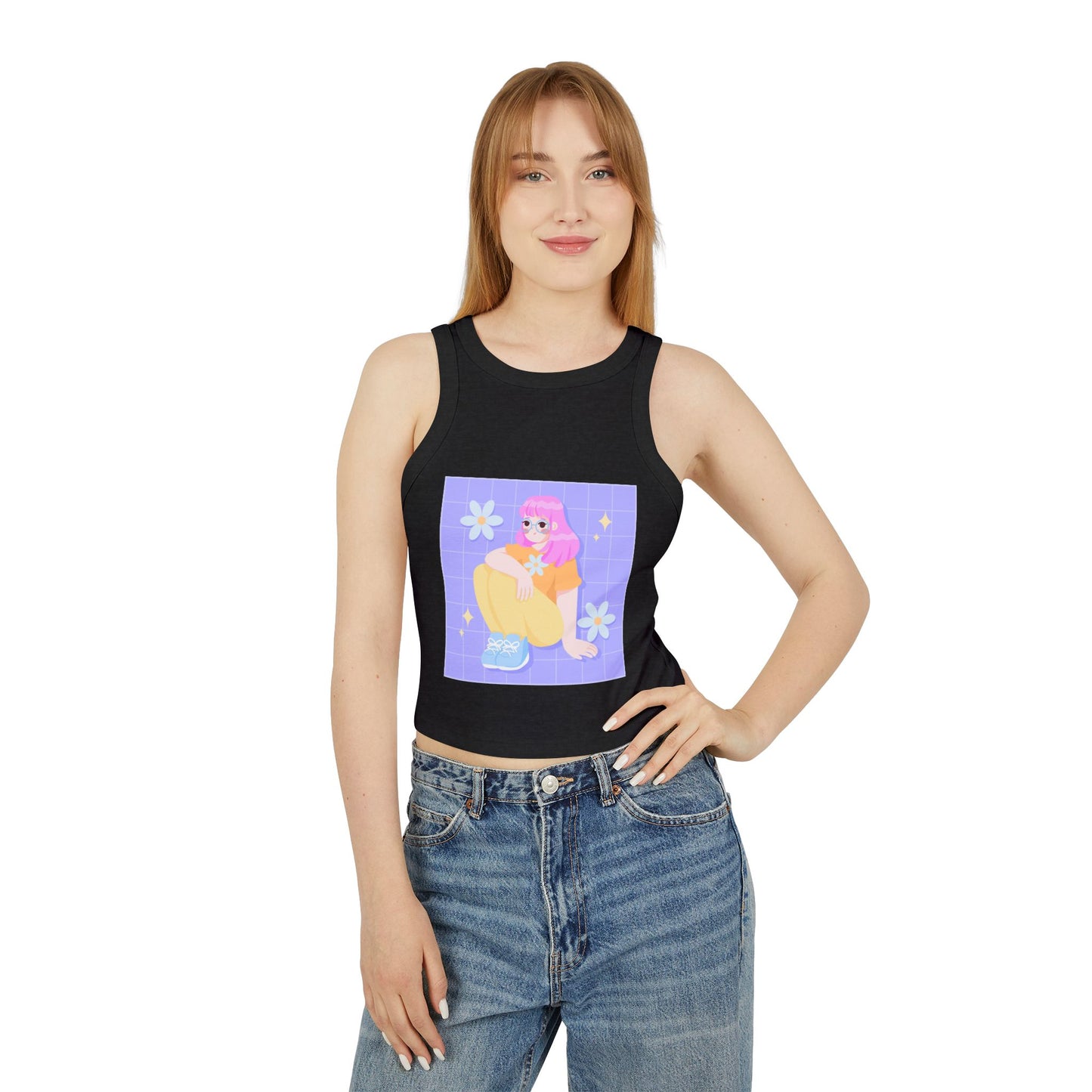Cute Floral Graphic Tank Top – Women’s Summer Tee