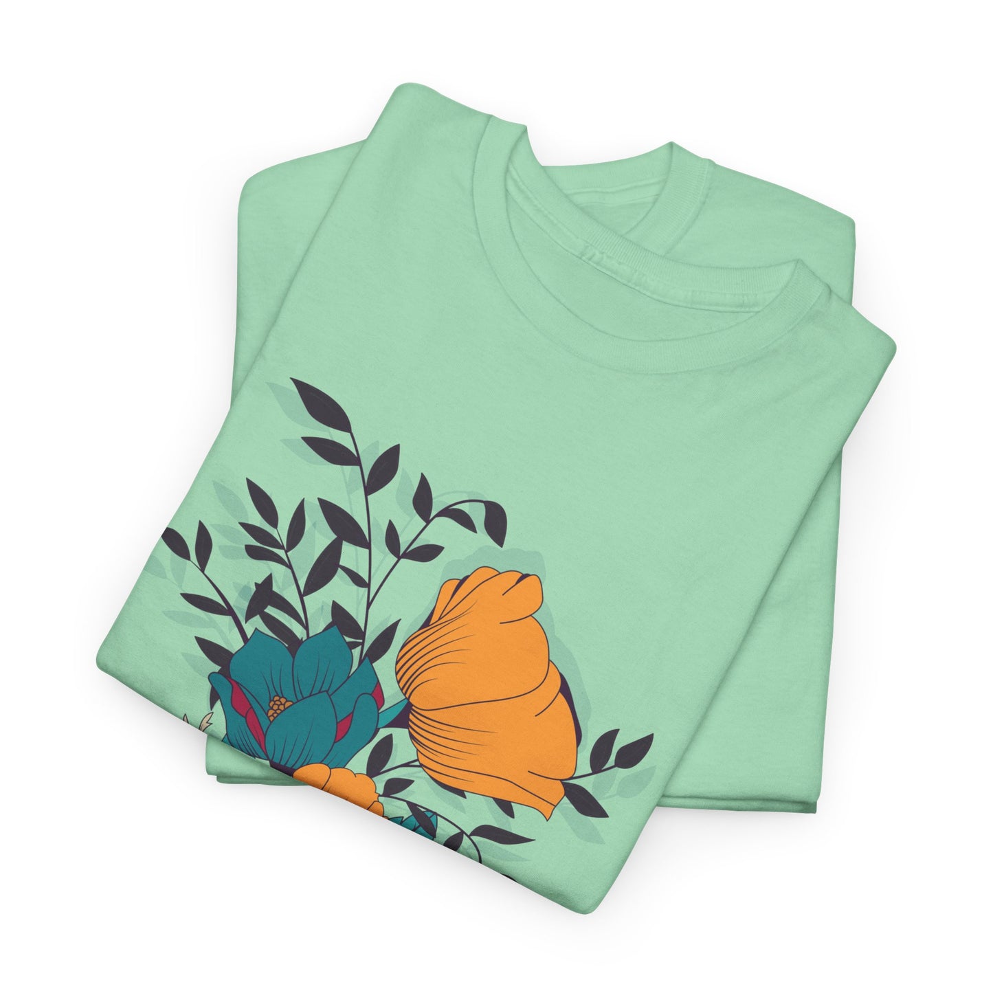 Women’s Heavy Cotton Graphic Tee Stylish Flower Print