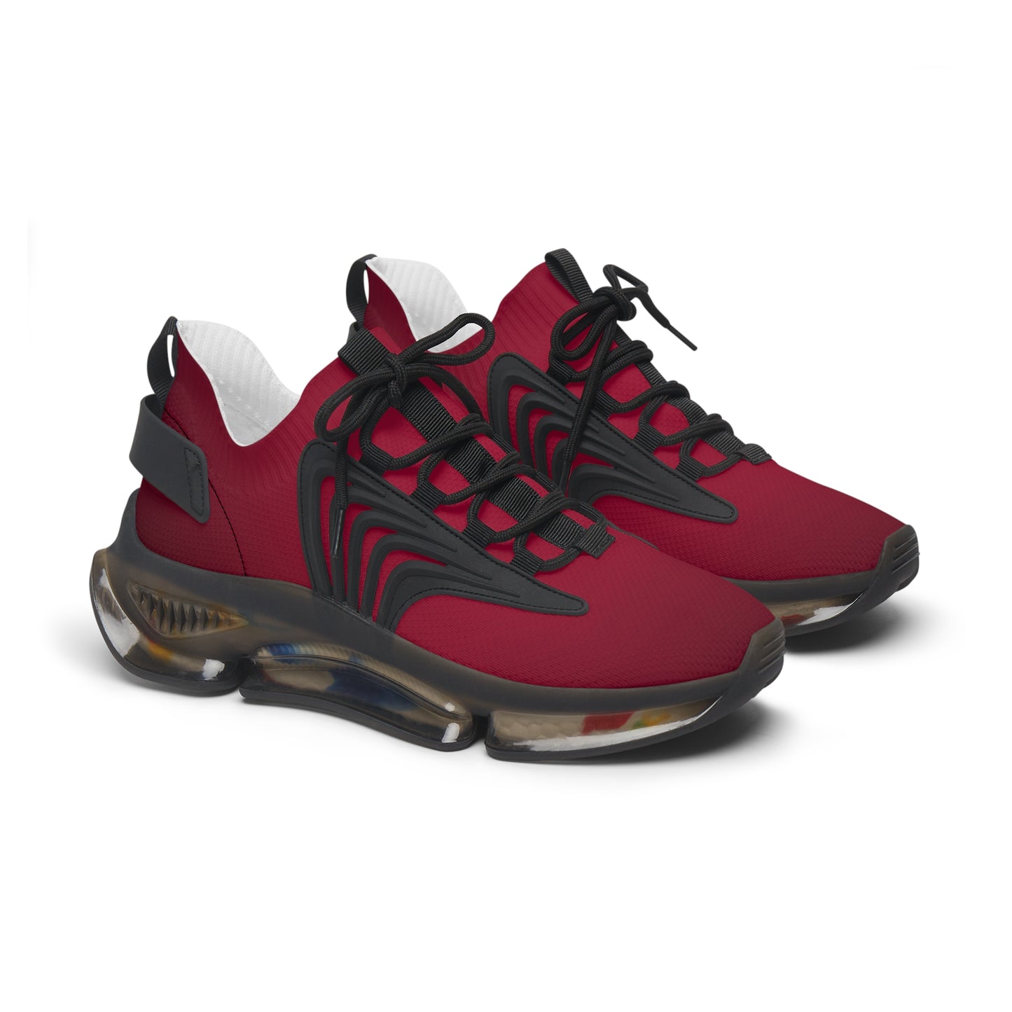 Women's Red Mesh Sneakers with Colorful Sole
