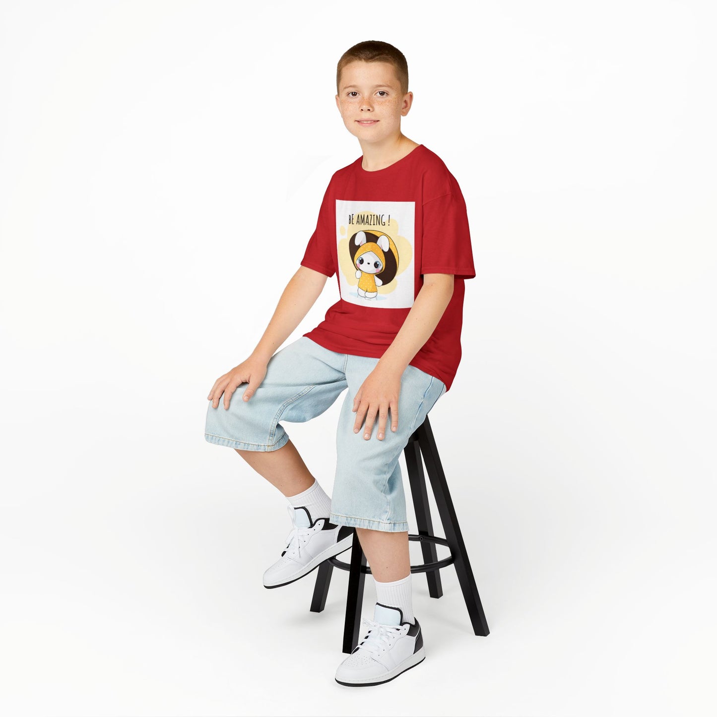 Yellow Kids Heavy Cotton t-shirt with a Cartoon Character