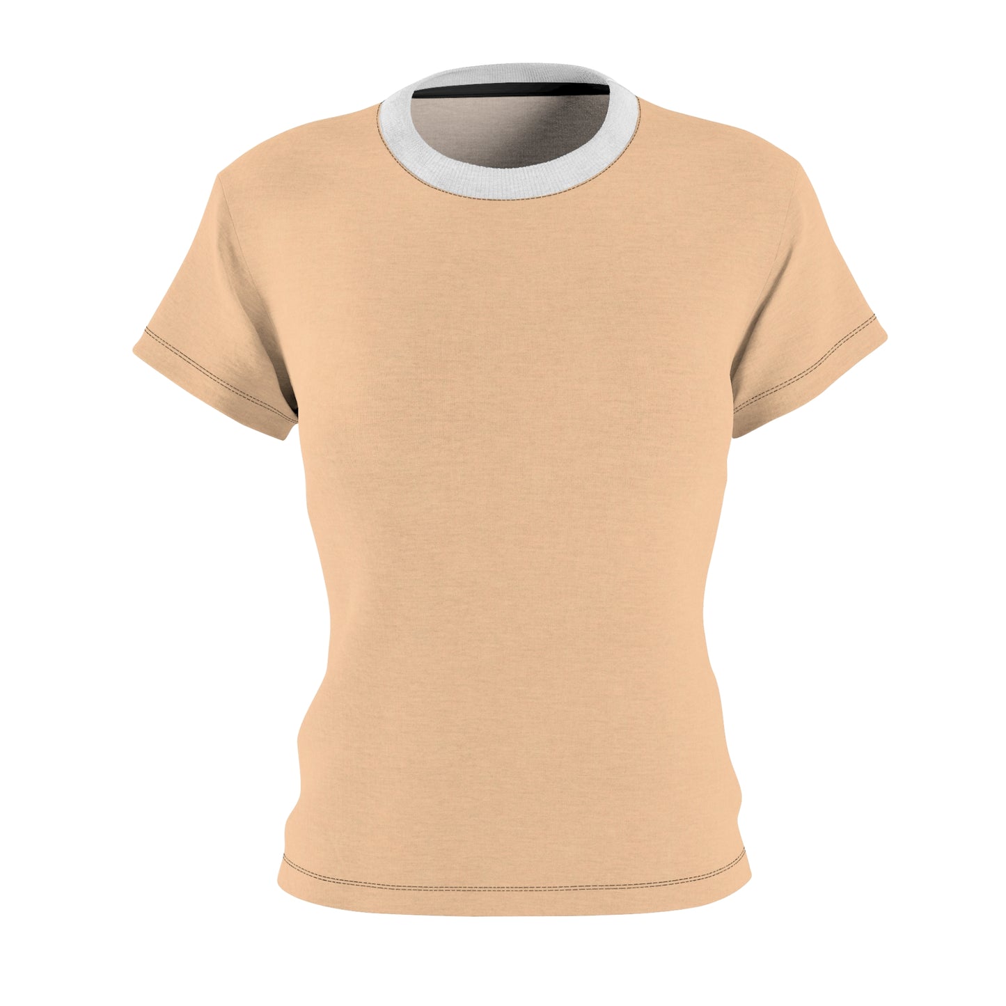 Beige t-shirt with a white collar on a white background