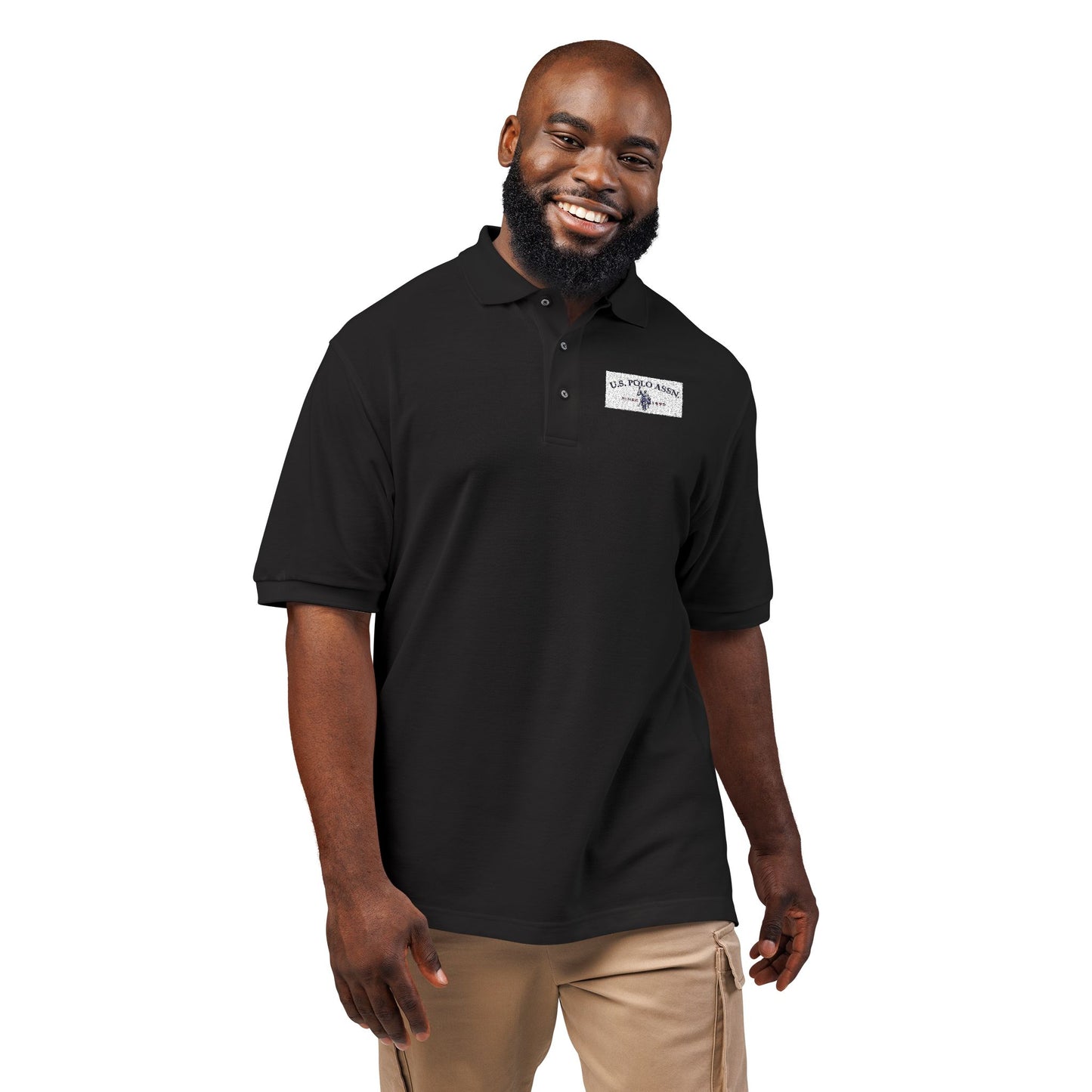 Embroidered Calm Wave Polo Shirt  Minimal Coastal Logo Golf & Casual Polo