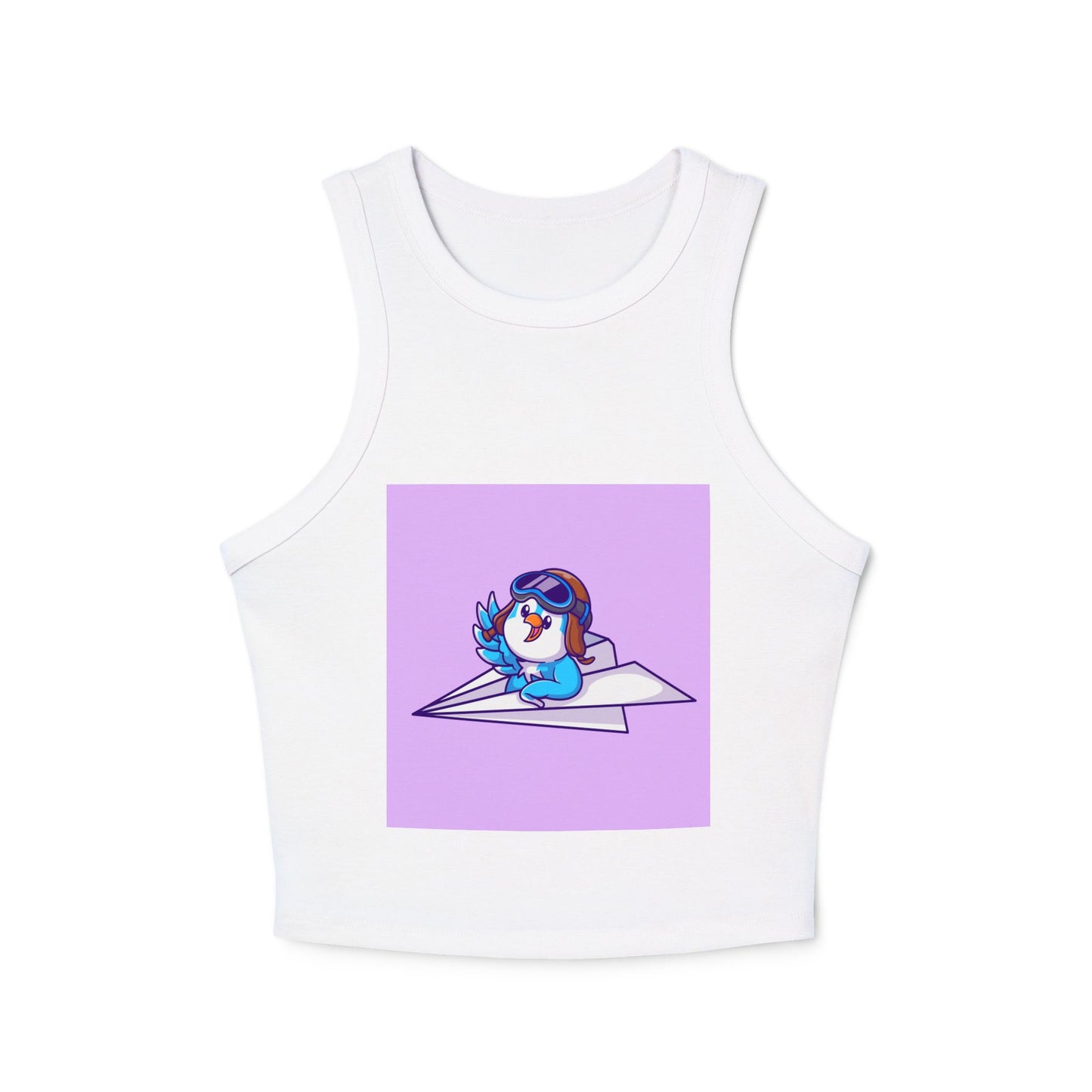Playful Racer Tank Top with Whimsical Paper Plane Design