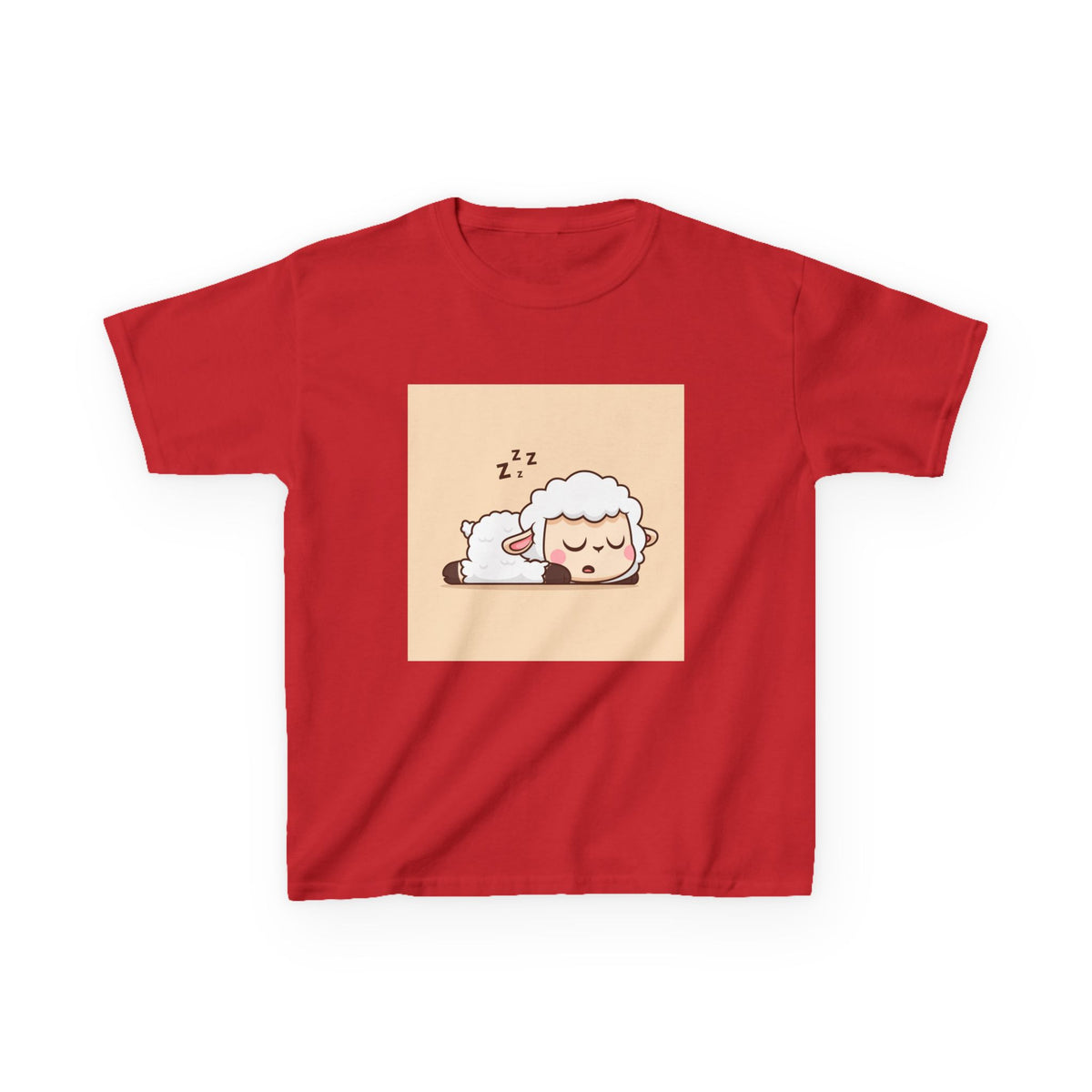 Sleeping Sheep Print Kids Heavy Cotton T-Shirt