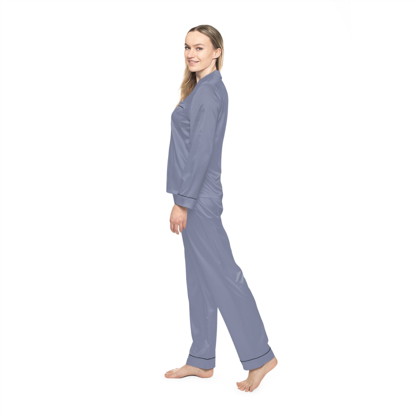 Light Blue Women’s Satin Pajama Set for Cozy Nightwear