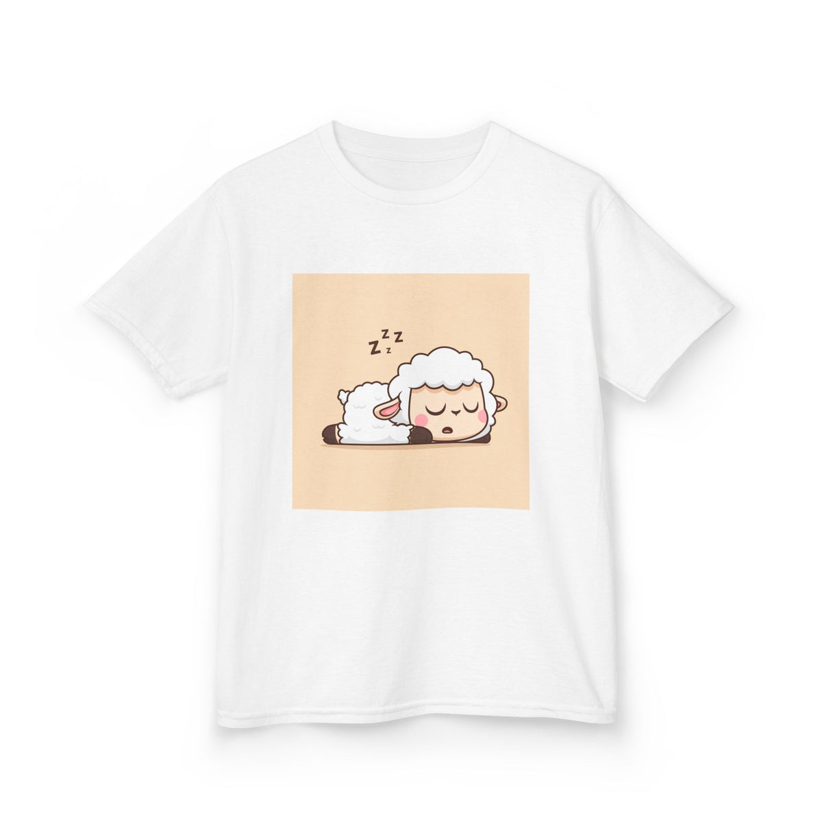 Sleeping Sheep Print Kids Heavy Cotton T-Shirt