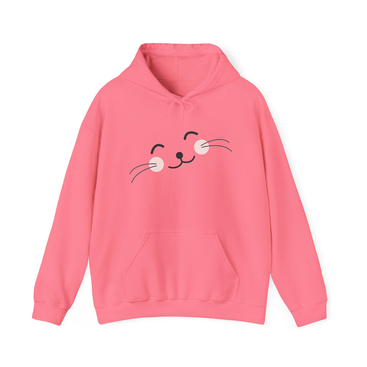 Pink Cozy Unisex Hoodie with Adorable Face Print