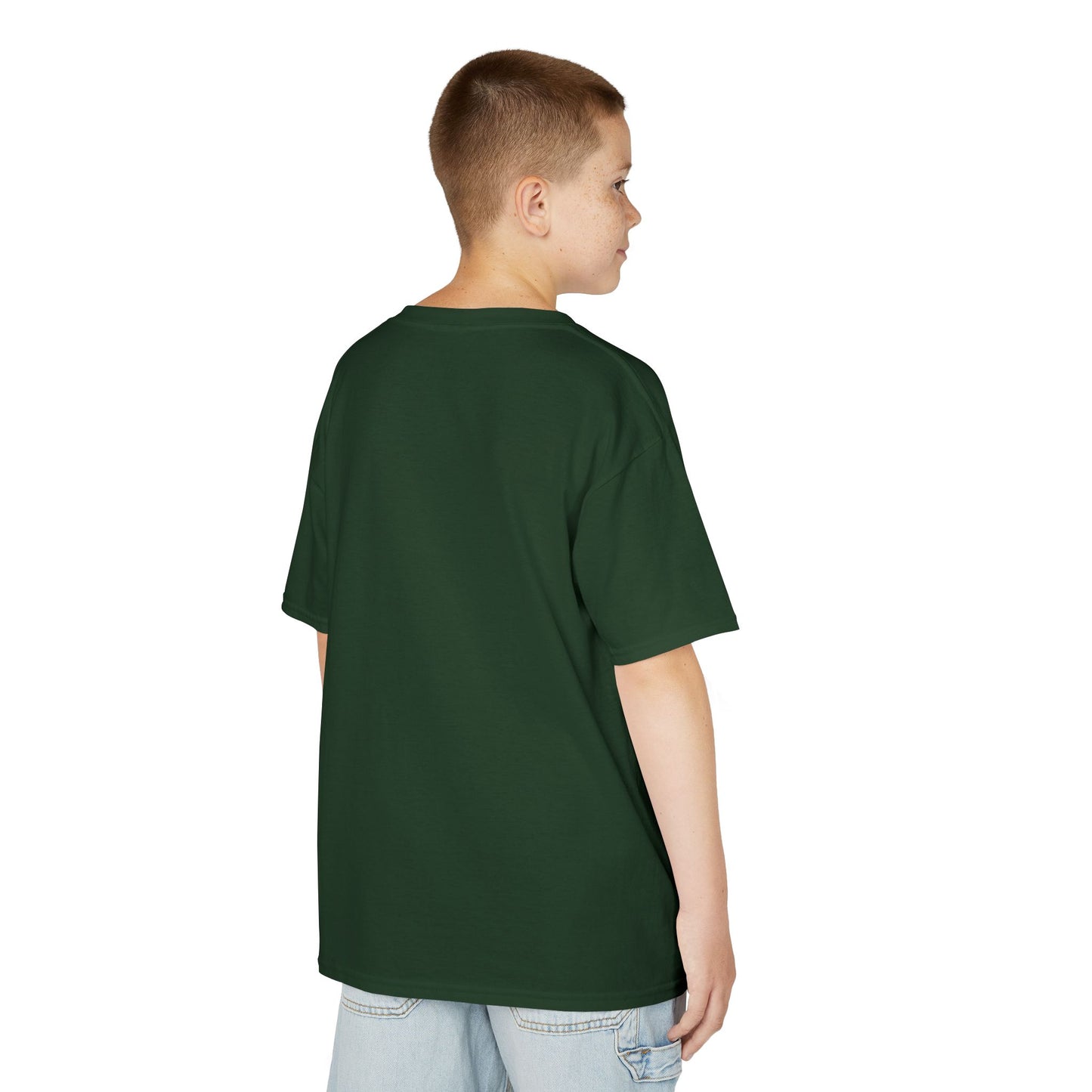 Kids Heavy Cotton Teal T-Shirt with a Graphic Design