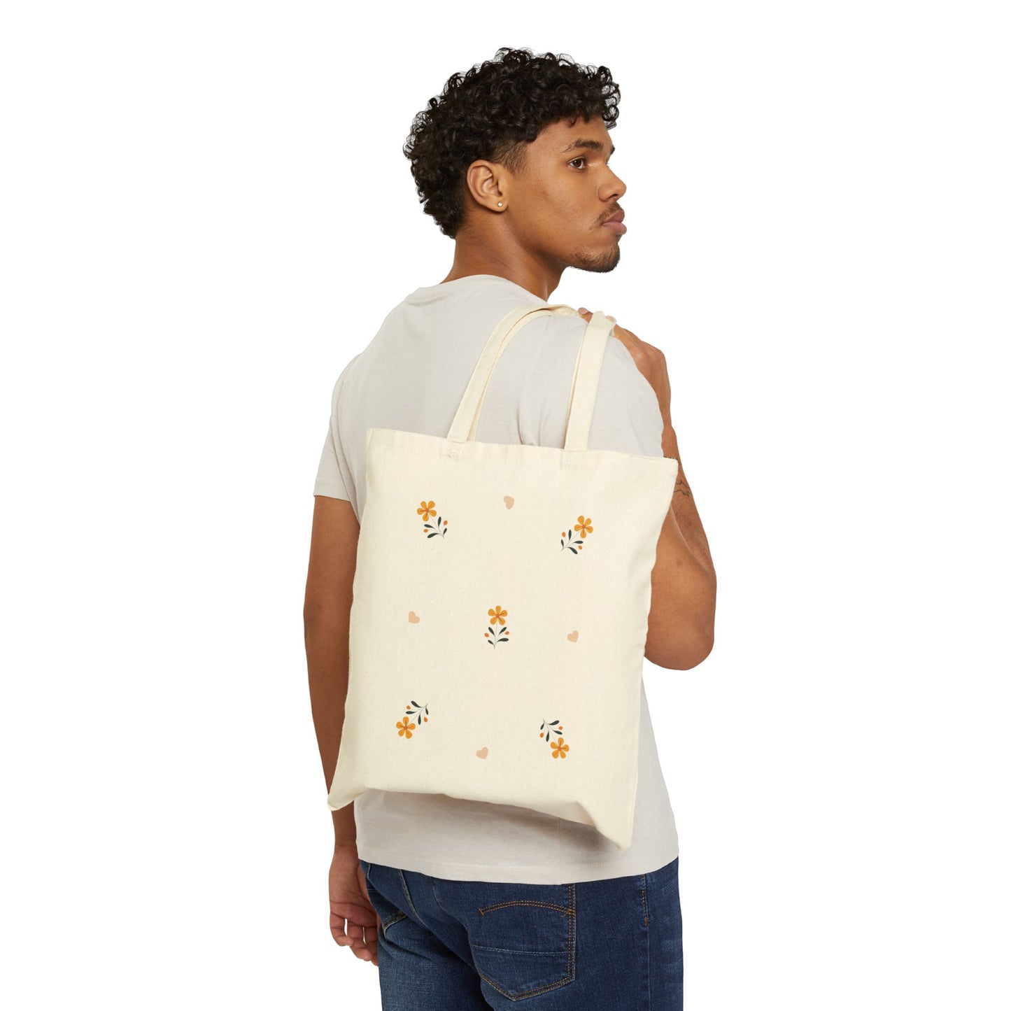 Boho Floral Reusable Tote Bag Lightweight Canvas Market Bag
