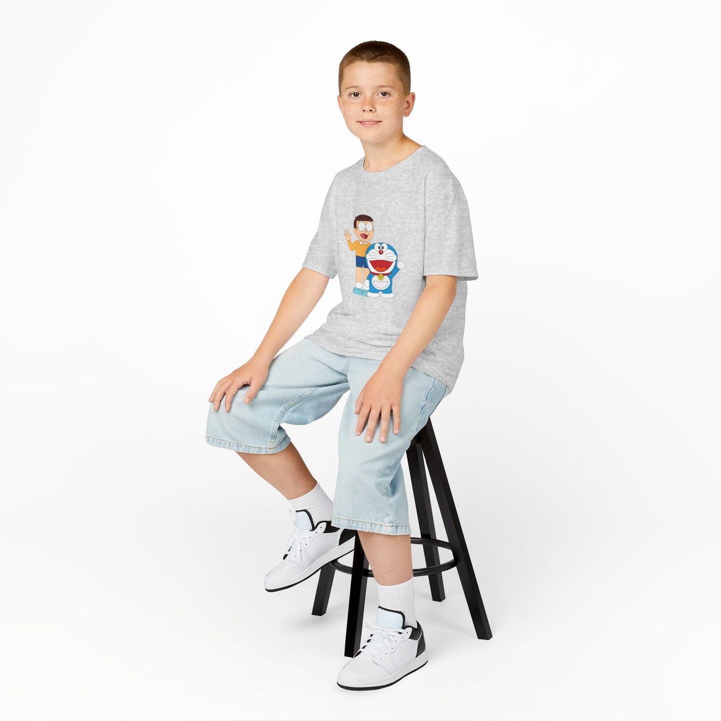 Kids Heavy Cotton Teal T-Shirt with a Graphic Design