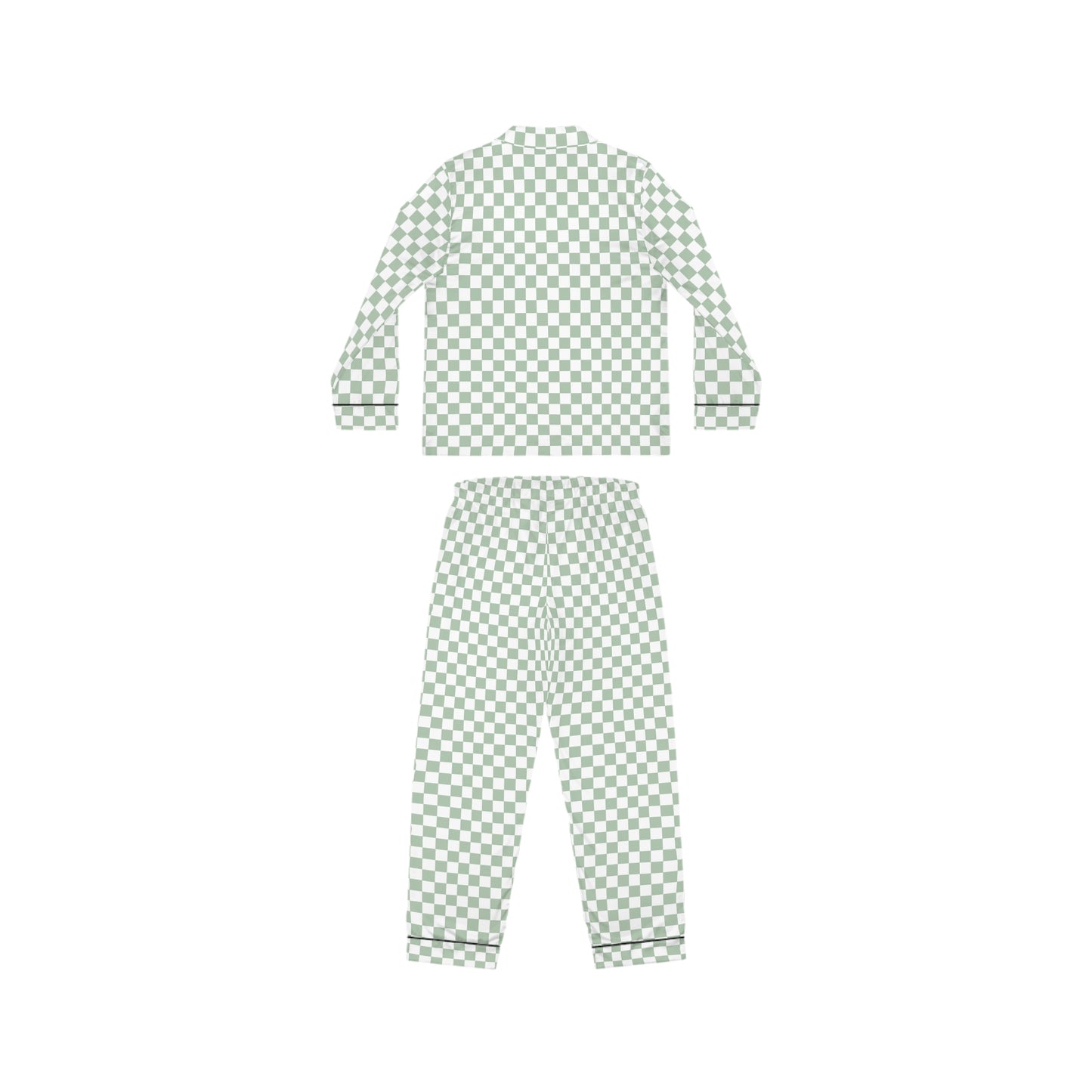 Green Checkered Women’s Satin Pajama Set for Cozy Nights