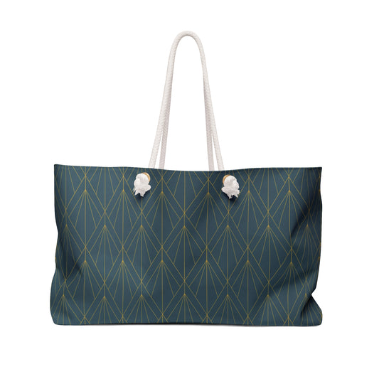 Elegant Navy & Gold Geometry Tote Bag