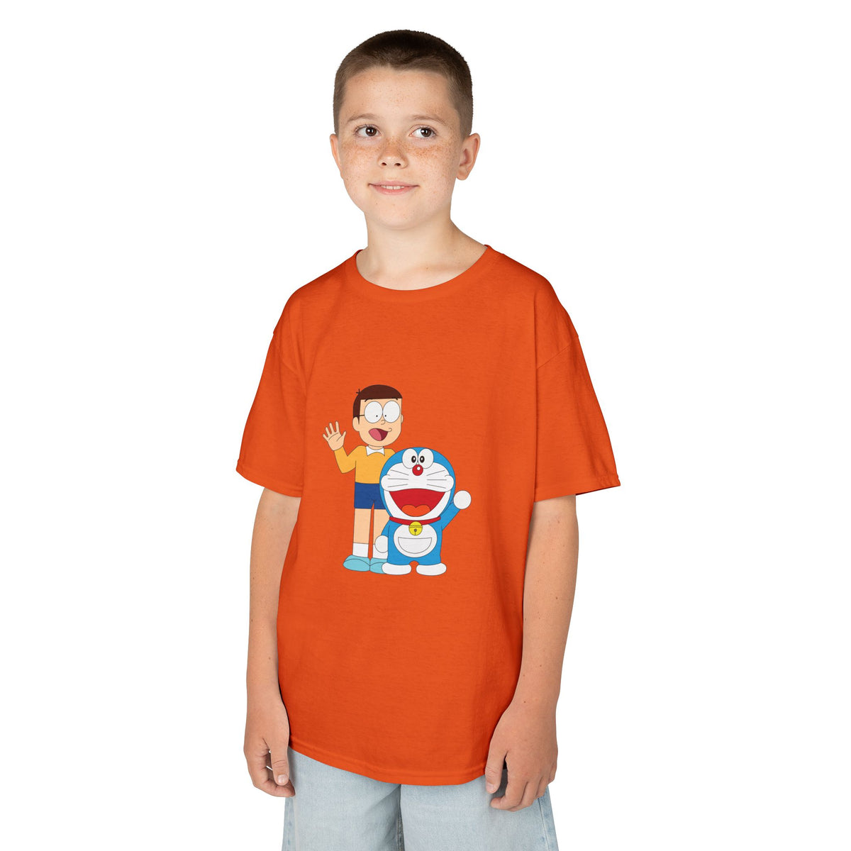 Kids Heavy Cotton Teal T-Shirt with a Graphic Design