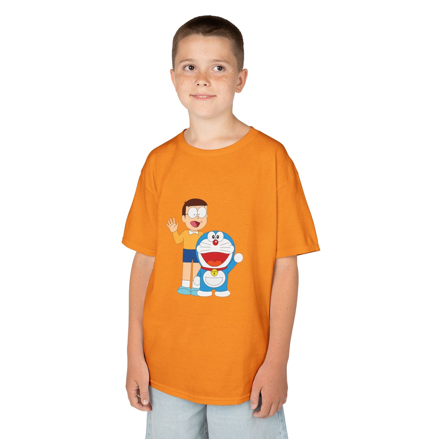 Kids Heavy Cotton Teal T-Shirt with a Graphic Design