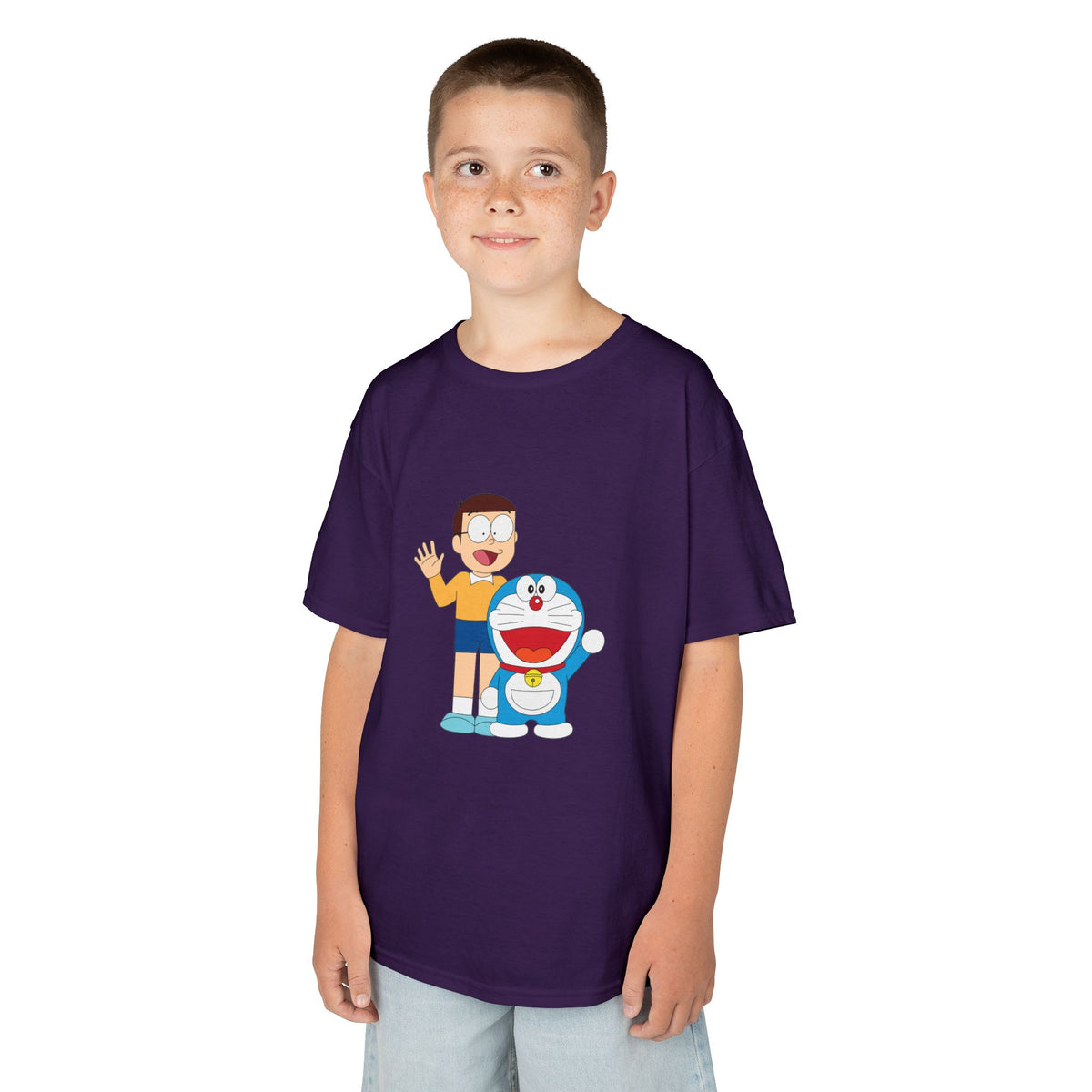 Kids Heavy Cotton Teal T-Shirt with a Graphic Design