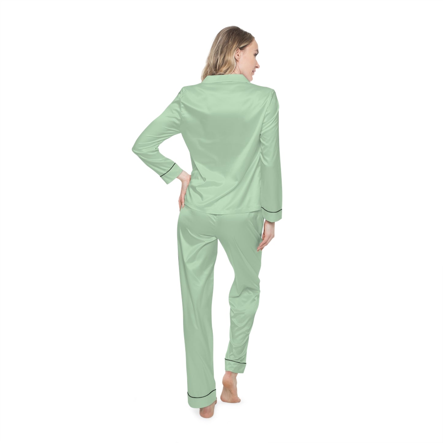 Women’s Satin Pajama Set with Soft All-Over Print Design