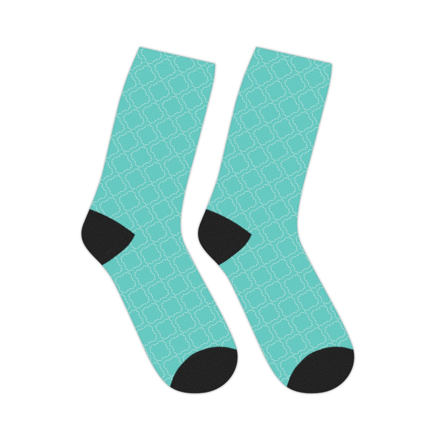 Mid-length Teal Socks with Black Accents