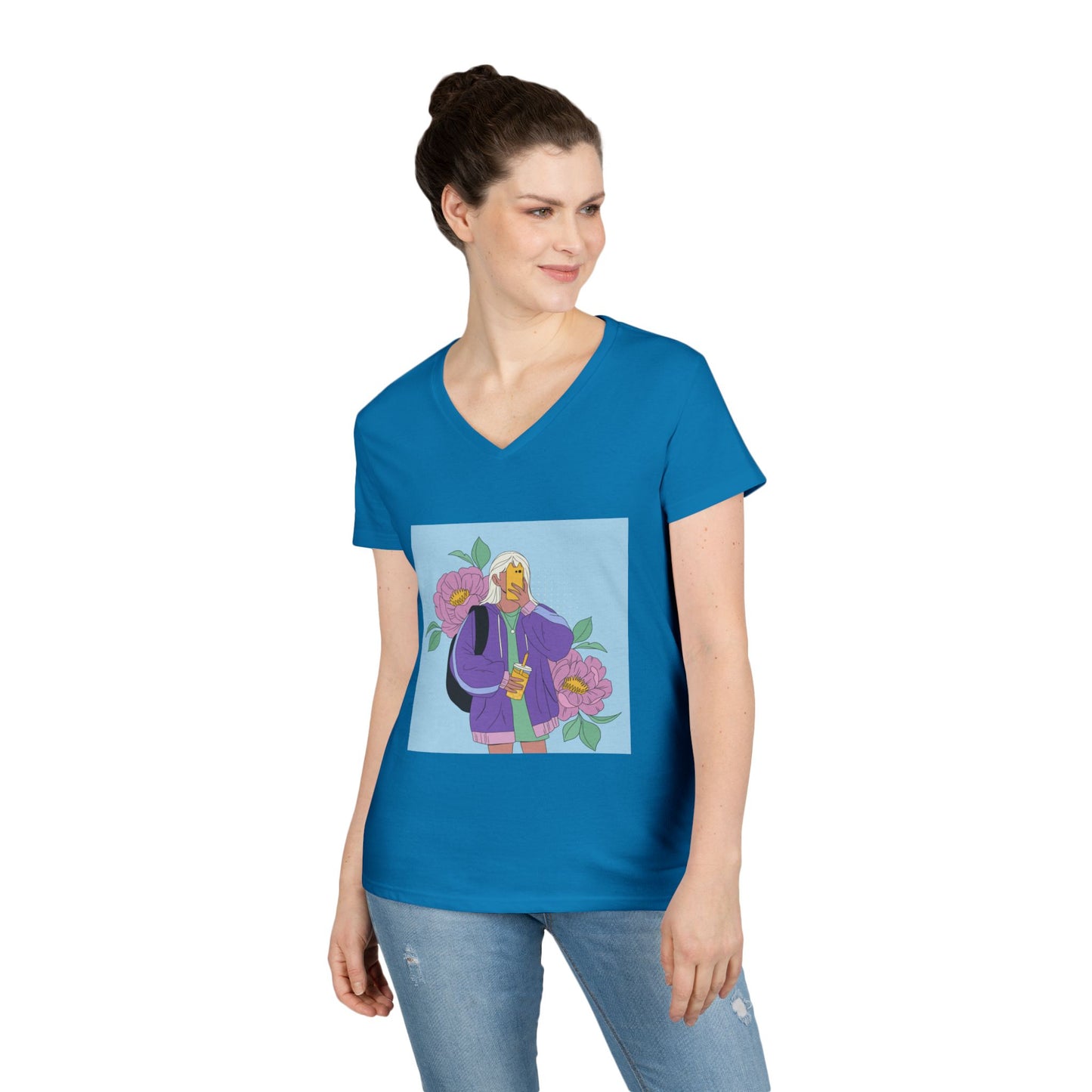 Women Stylish V-Neck T-Shirt