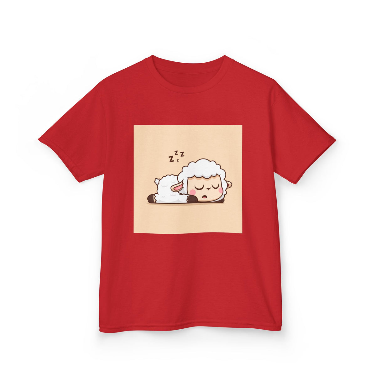 Sleeping Sheep Print Kids Heavy Cotton T-Shirt