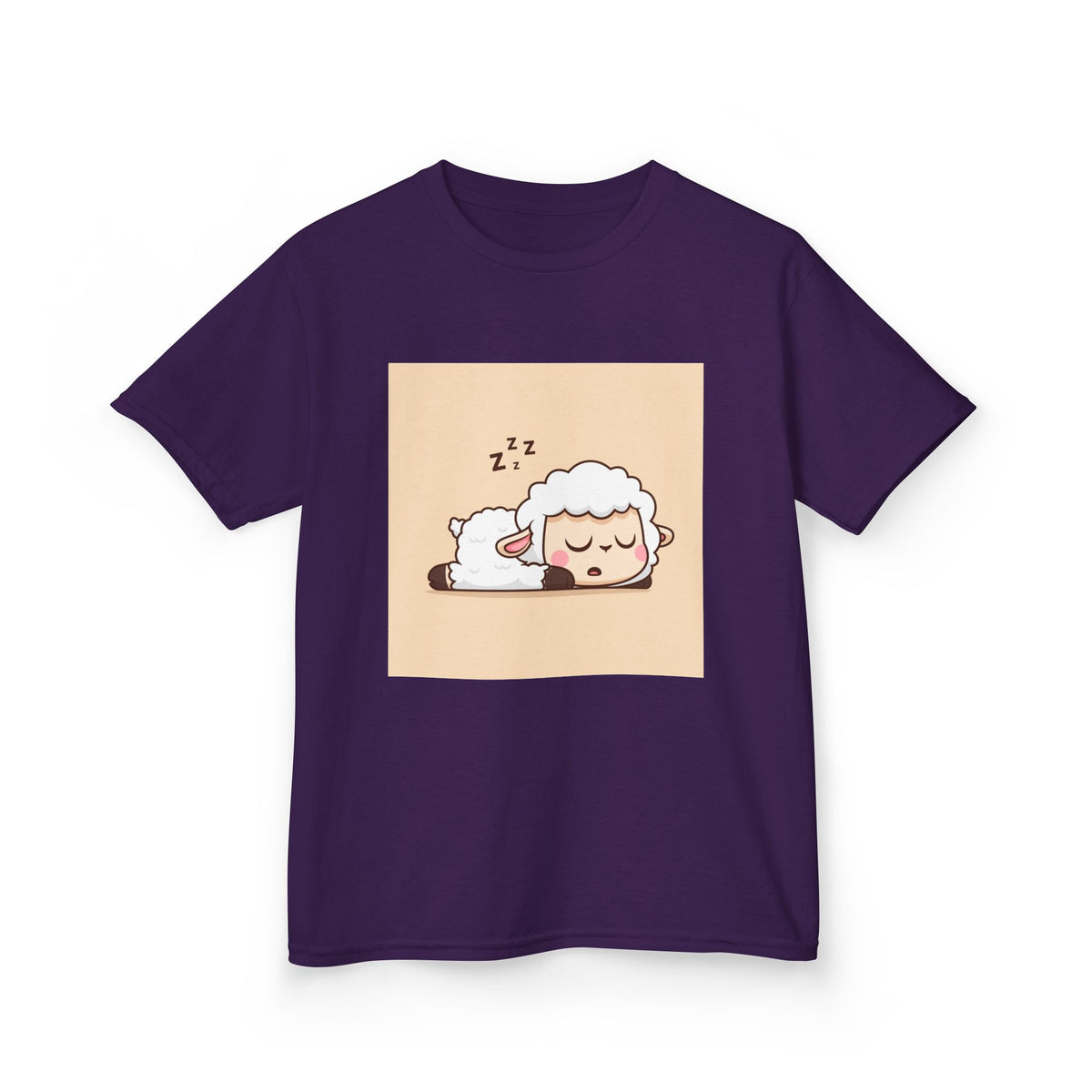 Sleeping Sheep Print Kids Heavy Cotton T-Shirt