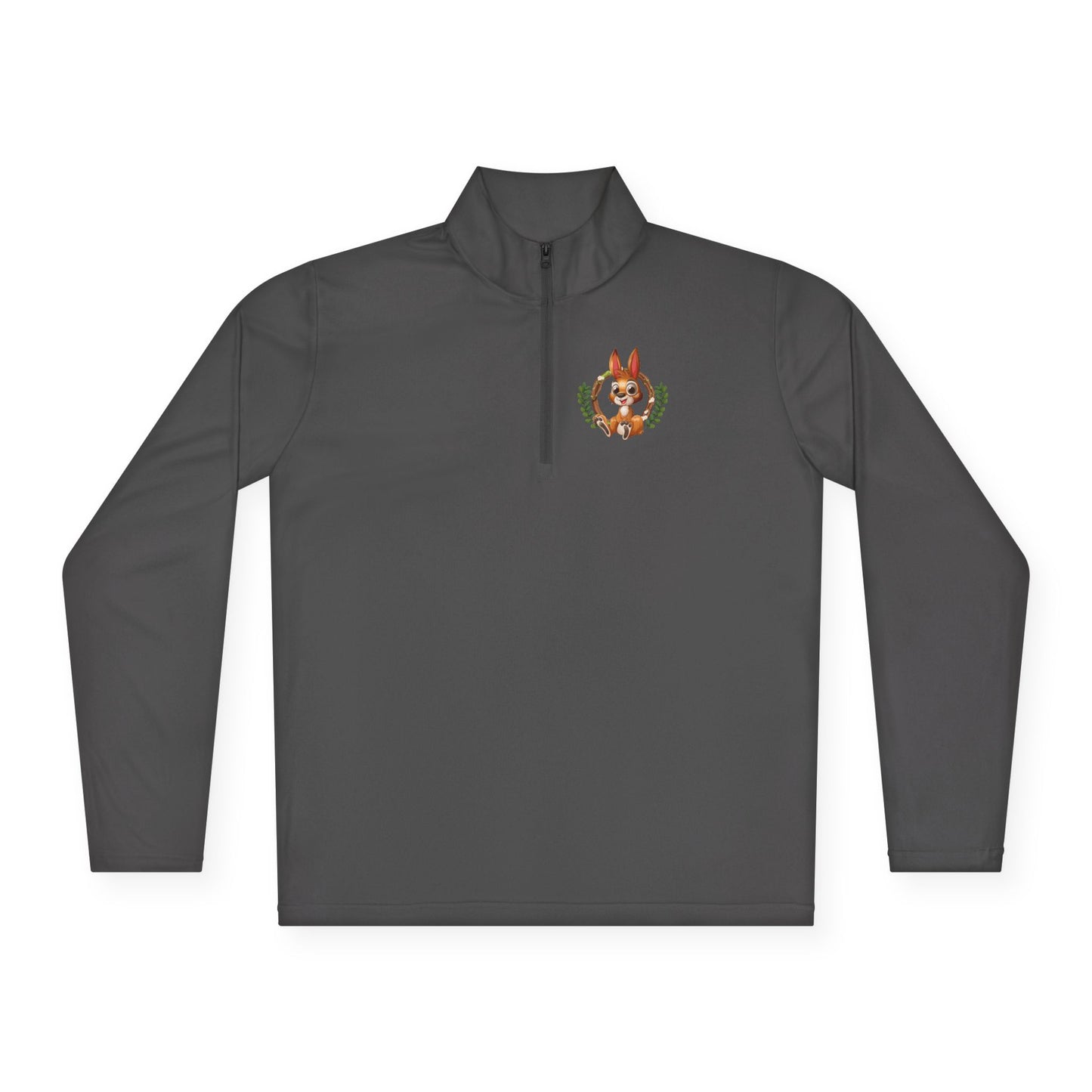 Classic Black Unisex Quarter-Zip Pullover with Crest Detail