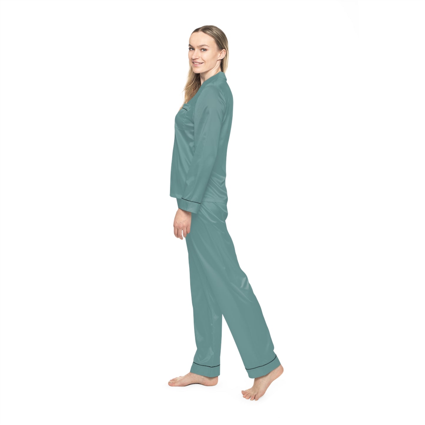 Teal Women’s Satin Pajama Set for Cozy Nightwear