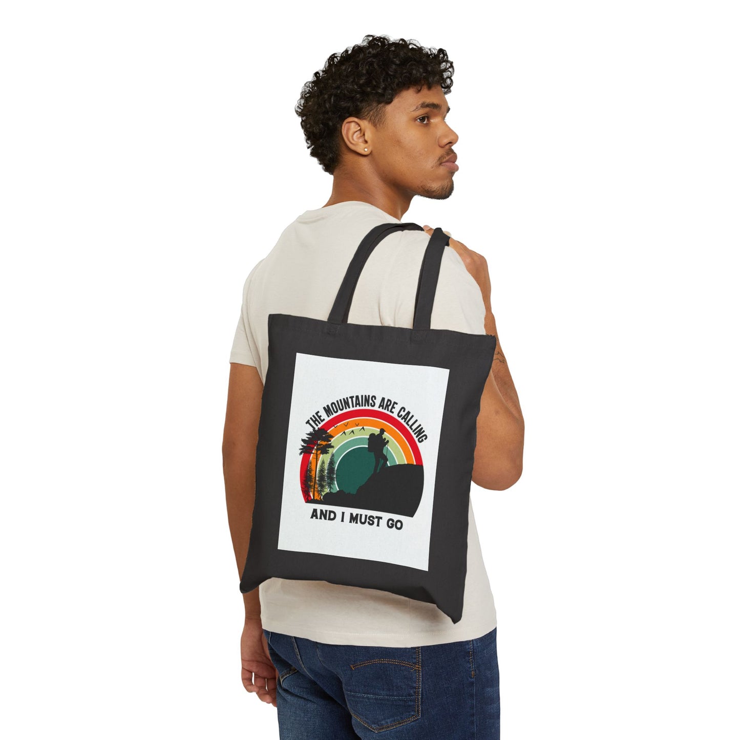 Hiker Sunset Landscape Canvas Tote Bag