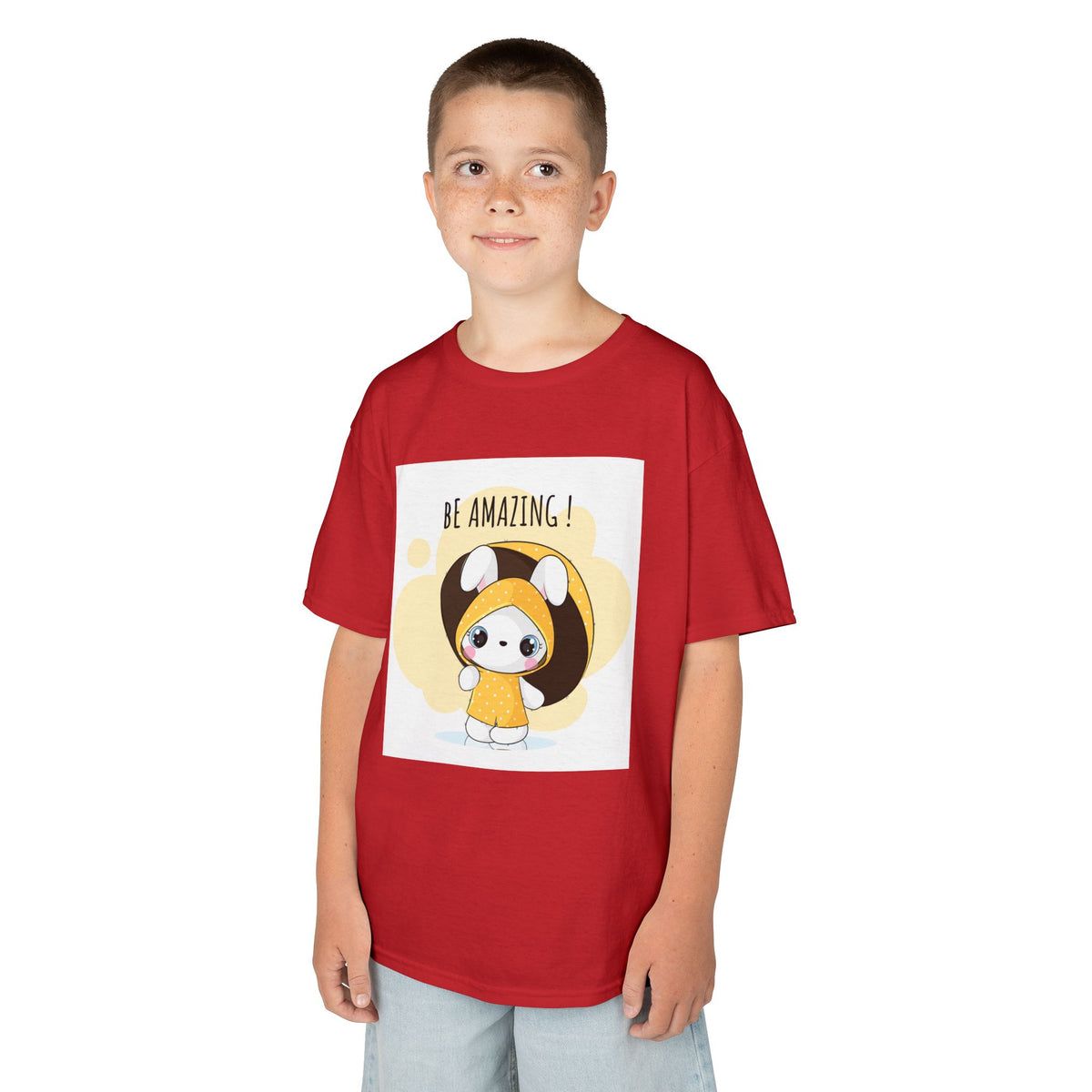 Yellow Kids Heavy Cotton t-shirt with a Cartoon Character