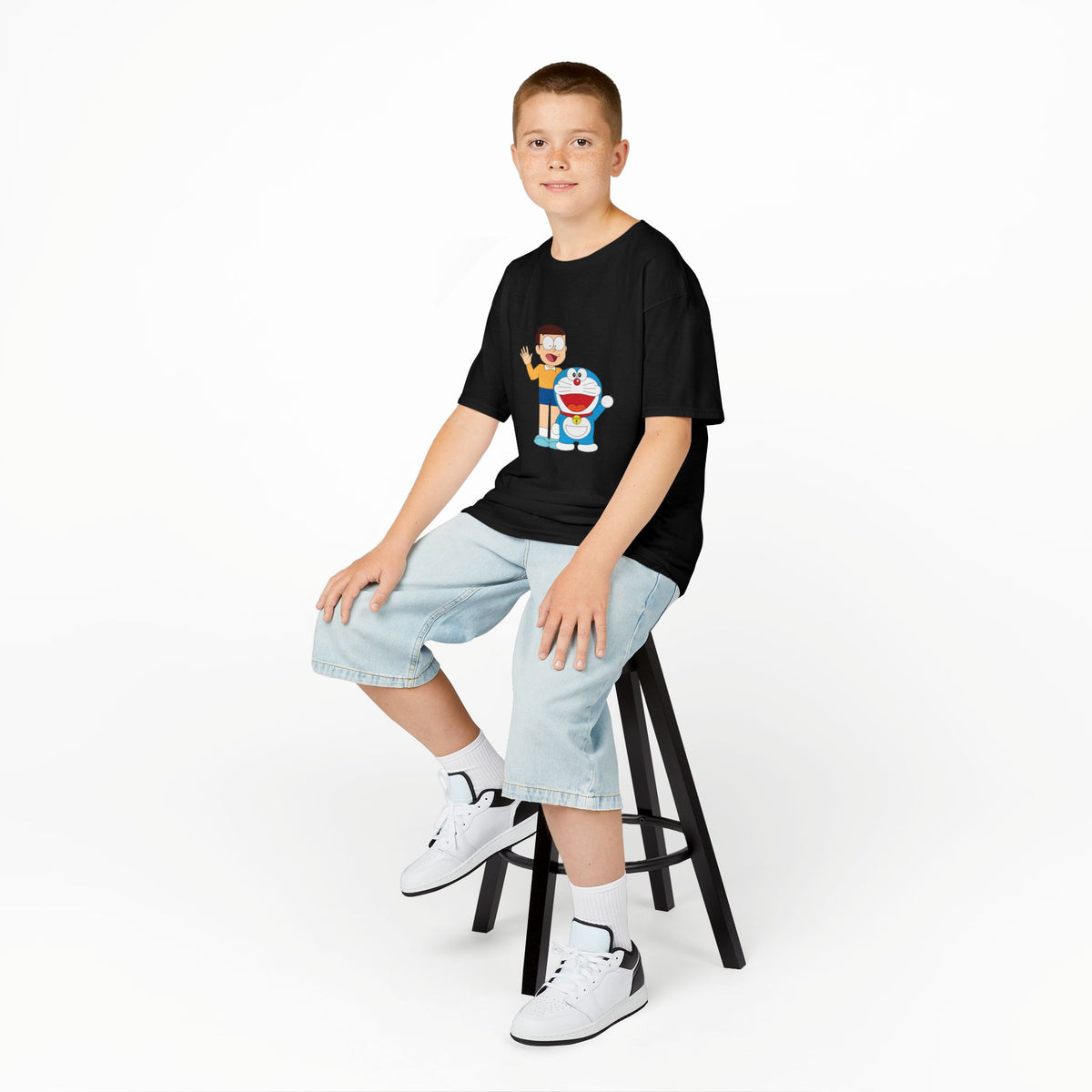 Kids Heavy Cotton Teal T-Shirt with a Graphic Design