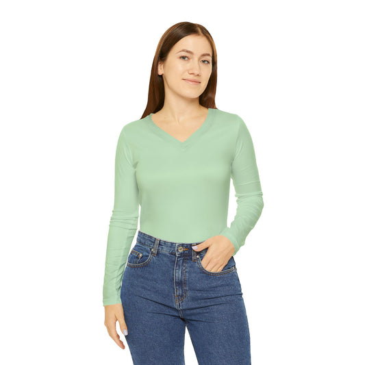 Mint Green Women's Long Sleeve V-Neck Shirt