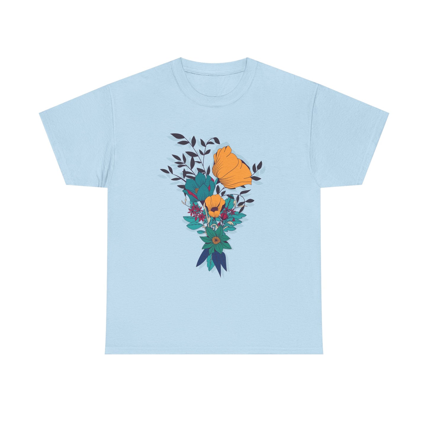 Women’s Heavy Cotton Graphic Tee Stylish Flower Print