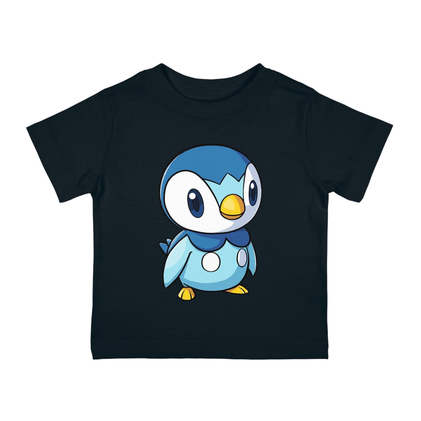 Child Black T-shirt Blue Penguin Cartoon
