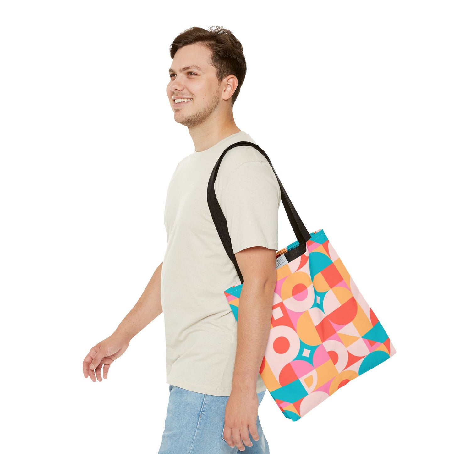 Colorful Geometric Shopping Bag – Trendy Reusable Canvas Tote