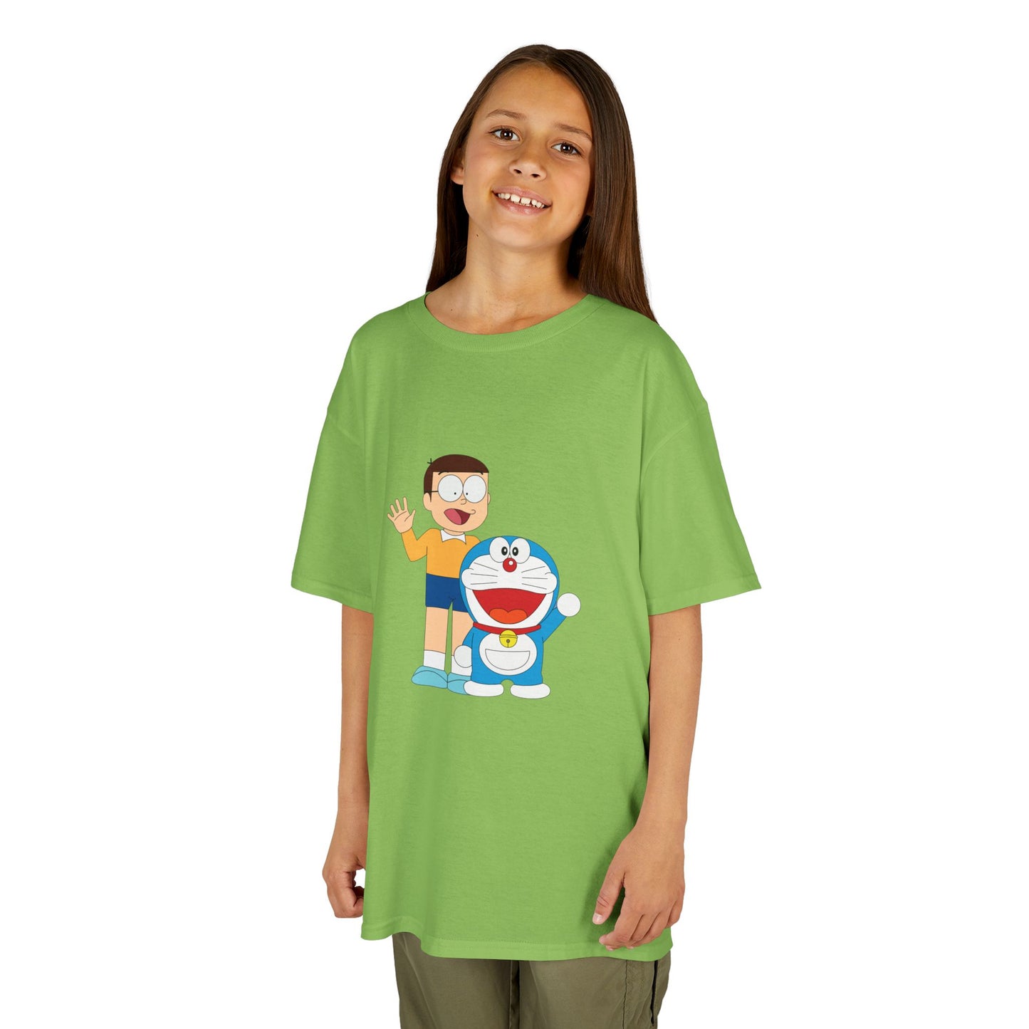 Kids Heavy Cotton Teal T-Shirt with a Graphic Design
