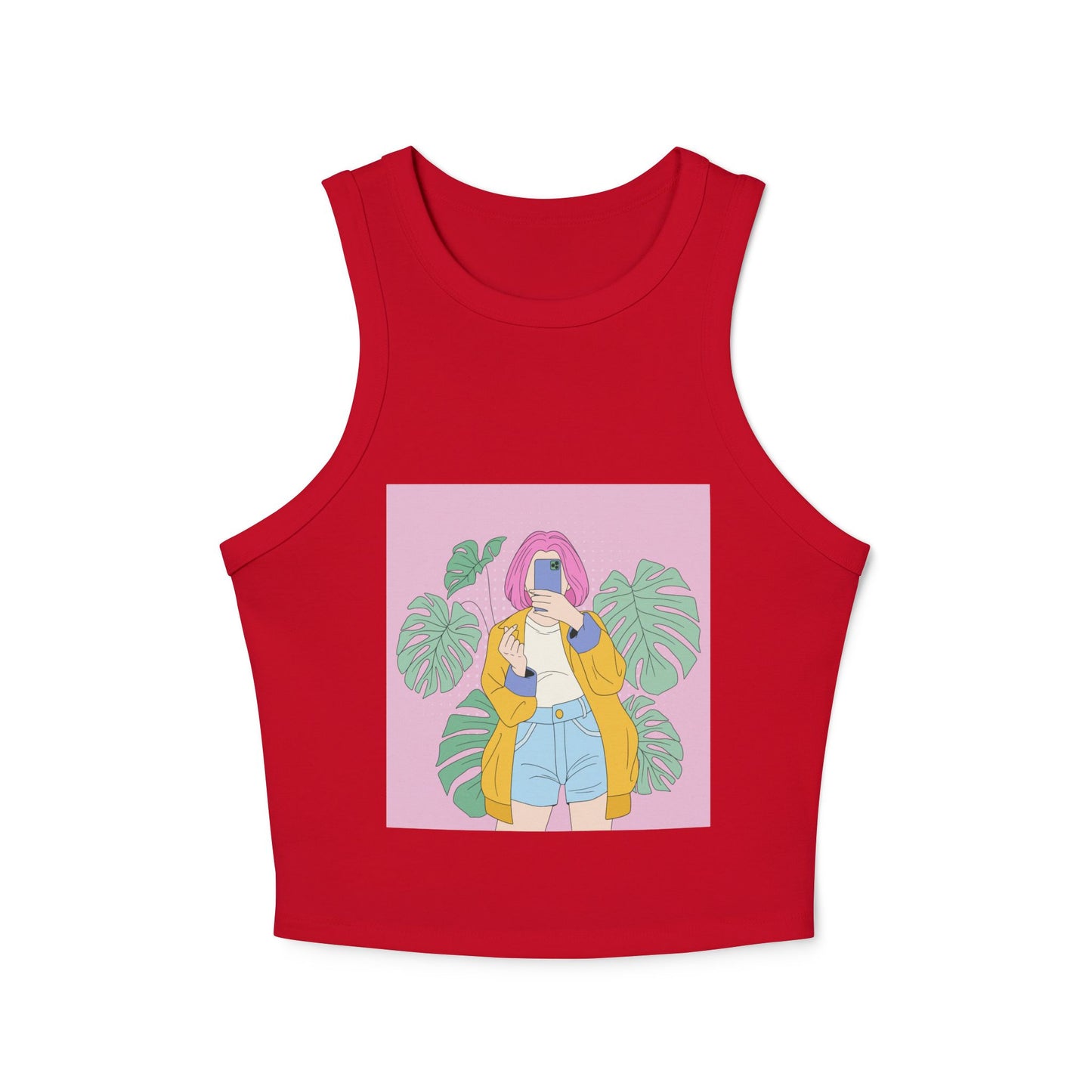 Chic Women's Crop Tank Top with Tropical Vibes, Summer Fashion, Beachwear, Casual Outing, Gift for Her