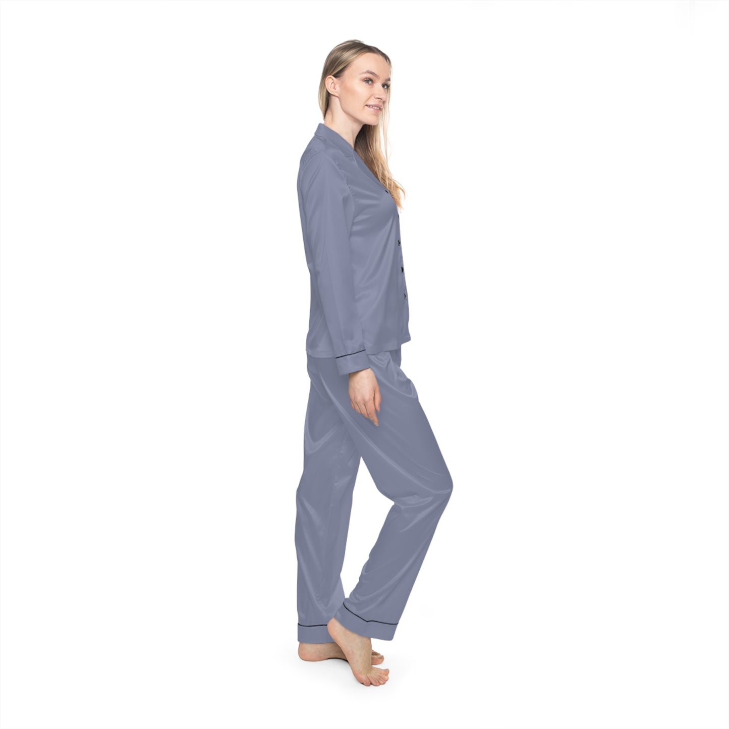 Light Blue Women’s Satin Pajama Set for Cozy Nightwear