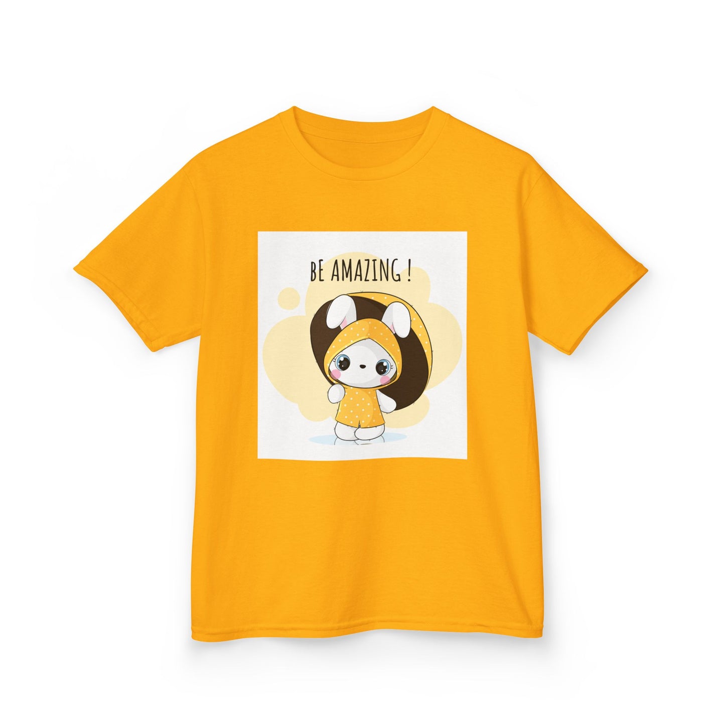 Yellow Kids Heavy Cotton t-shirt with a Cartoon Character