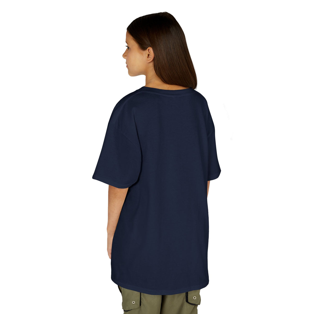 Kids Heavy Cotton Teal T-Shirt with a Graphic Design