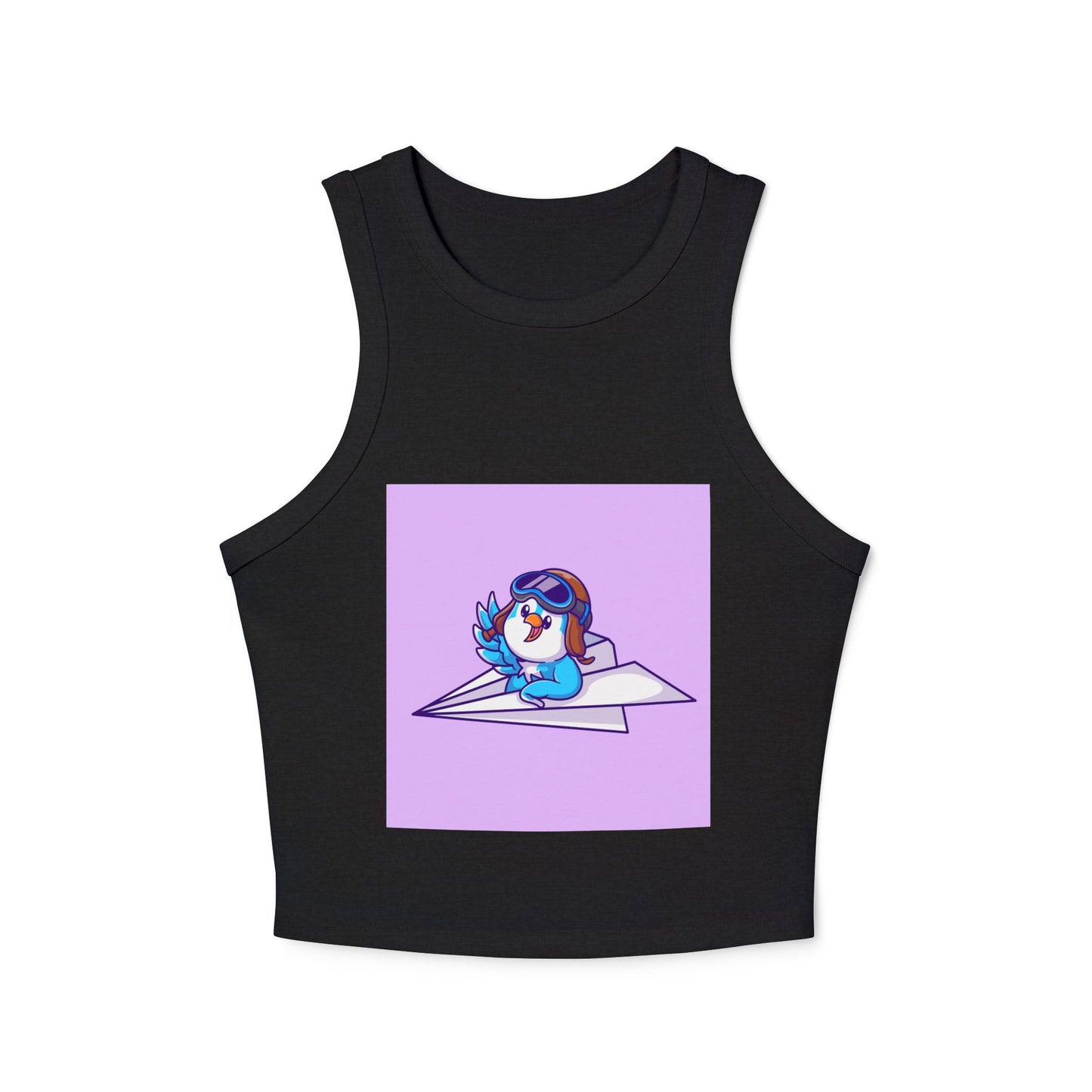 Playful Racer Tank Top with Whimsical Paper Plane Design