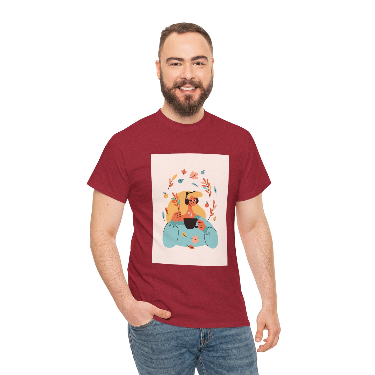 Unisex Cozy Bear Illustration Heavy Cotton T-Shirt