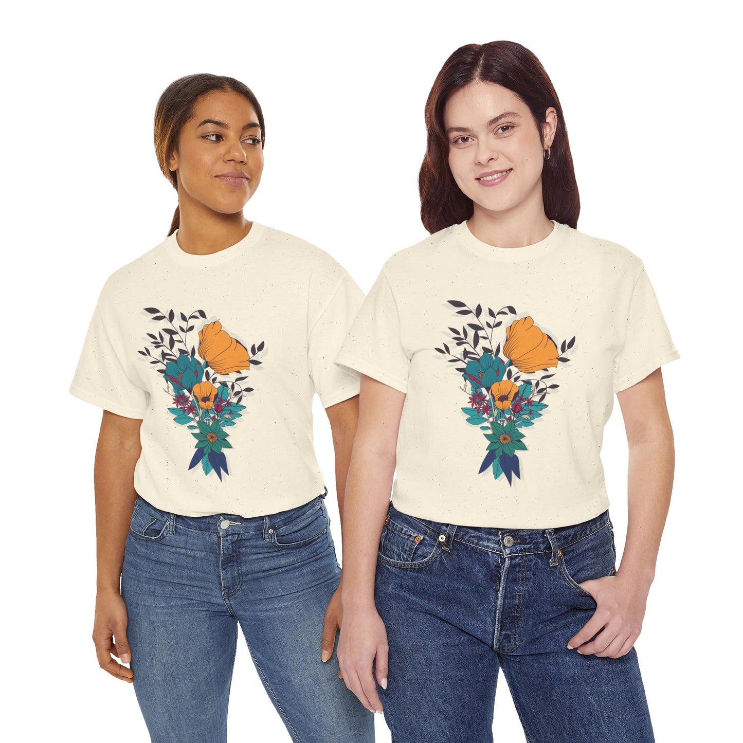 Women’s Heavy Cotton Graphic Tee Stylish Flower Print