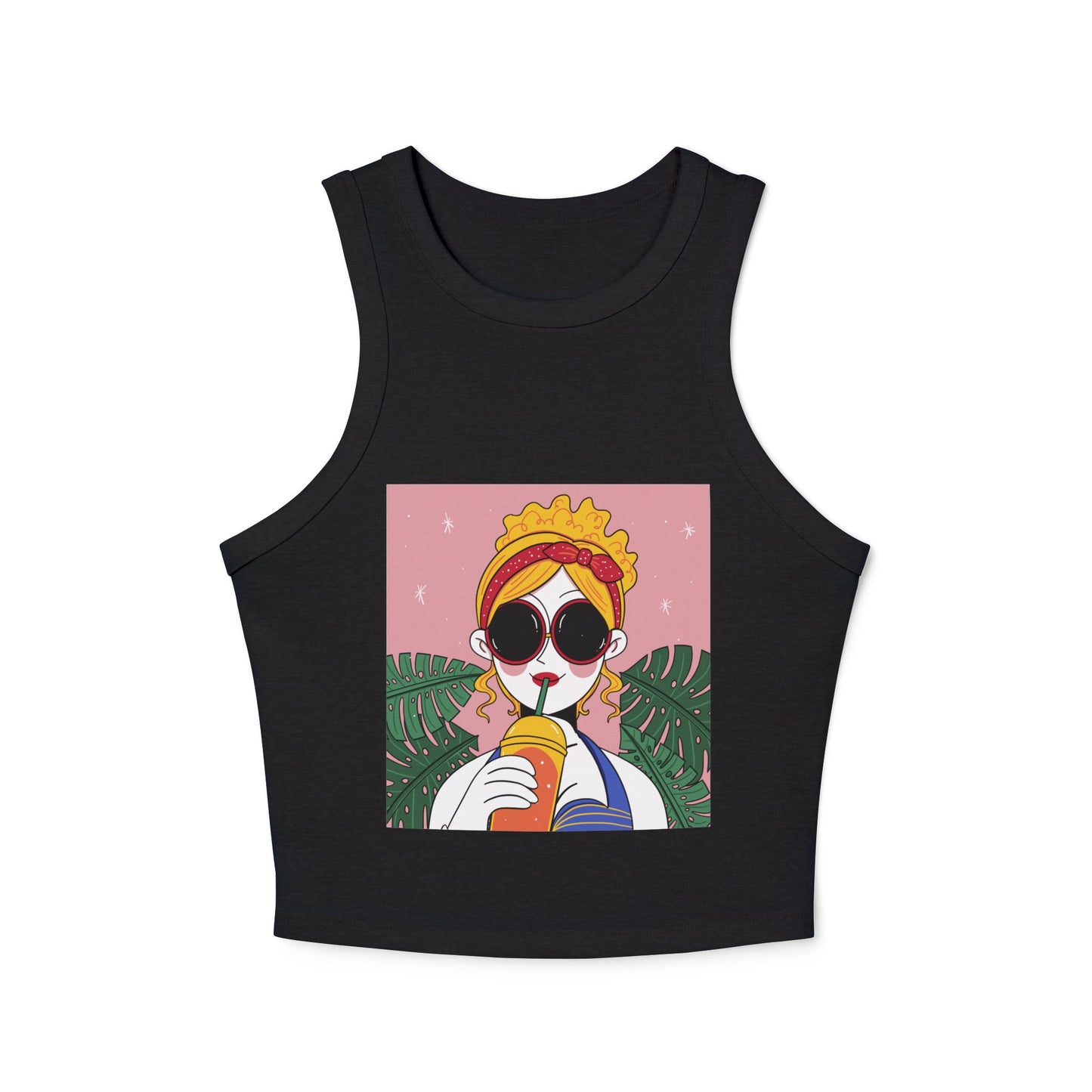 Women’s Chic Racer Tank Top – Casual Summer Crop Top